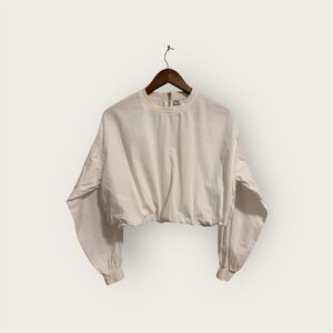Zara White Long Sleeve Crop Top